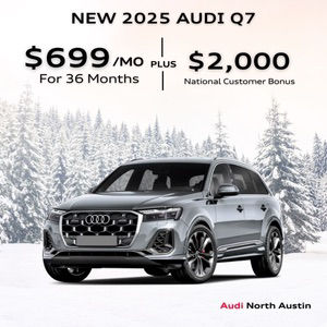 Front view of an Audi Q7 parked.